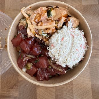 Unreal Poke - Regular bowl with spicy salmon and shoyu ahi and crab meat - Pop-Up Restaurants Near Me - Arcadia, California Unreal Poke - Regular bowl with spicy salmon and shoyu ahi and crab meat - Pop-Up Restaurants Near Me - Arcadia, California