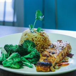 Salmon, Rice, Broccoli
