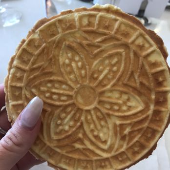 Immigrant Son Caffe - The owners grandmas special sweet waffle cookie - New American Near Me - Ventura, California Immigrant Son Caffe - The owners grandmas special sweet waffle cookie - New American Near Me - Ventura, California