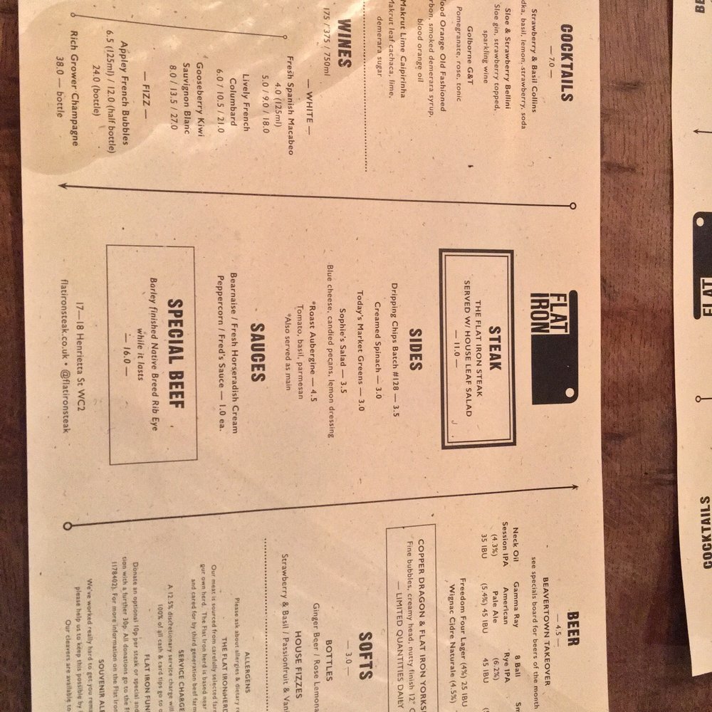 Flat Iron - Menu - Steakhouses Near Me - Covent Garden, XGL Flat Iron - Menu - Steakhouses Near Me - Covent Garden, XGL