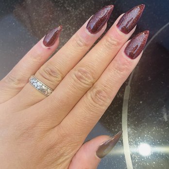 VIP NAIL SPA - Medium length UV gel nails w/ shellac polish on top. Stiletto shape. Beautiful! - Waxing Near Me - New Hudson, Michigan VIP NAIL SPA - Medium length UV gel nails w/ shellac polish on top. Stiletto shape. Beautiful! - Waxing Near Me - New Hudson, Michigan