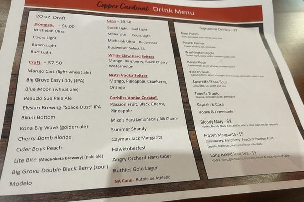 Menu photo 1 Copper Cardinal Pizza Pub Maquoketa, IA