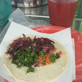 Taconveggie - Jamaica con queso de cabra y agua de jamaica con mango. - Food Stands Near Me - Tijuana, BCN Taconveggie - Jamaica con queso de cabra y agua de jamaica con mango. - Food Stands Near Me - Tijuana, BCN
