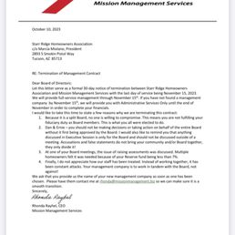 Mission Management Resignation Letter