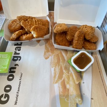 McDonald's - Freshly fried spicy nuggs! Bitten to showcase how airy it is. - Fast Food Near Me - Riverbank, California McDonald's - Freshly fried spicy nuggs! Bitten to showcase how airy it is. - Fast Food Near Me - Riverbank, California