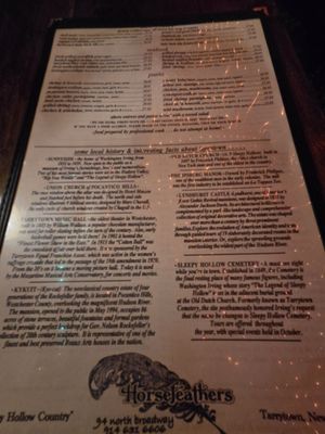 Menu photo 1 Horsefeathers Tarrytown, NY Menu photo 1 Horsefeathers Tarrytown, NY