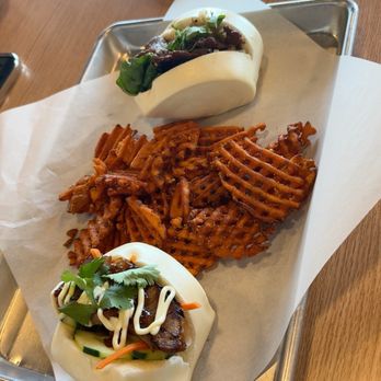 Sumo Smash - Popcorn Chicken bao, Pork Belly Bao and Sweet Potato Fries - Asian Fusion Near Me - Fort Worth, Texas Sumo Smash - Popcorn Chicken bao, Pork Belly Bao and Sweet Potato Fries - Asian Fusion Near Me - Fort Worth, Texas