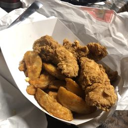 Cajun chicken and fries Cajun chicken and fries