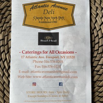 Atlantic Ave Deli - a menu for a restaurant - Delis Near Me - Freeport, New York