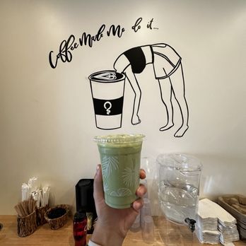 Ideology Coffee - Matcha Latte at the doctoring station. Love this mural. - Coffee & Tea Near Me - Sherman Oaks, California