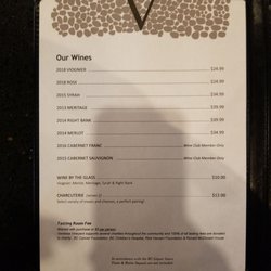 Vanessa Vinyard - Wine list.