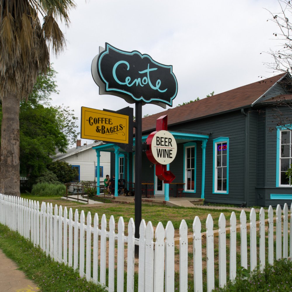 Cenote - Love the signage and outside yard area. - Coffee & Tea Near Me - Austin, Texas