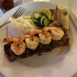 Steak with prawns. Steak with prawns.