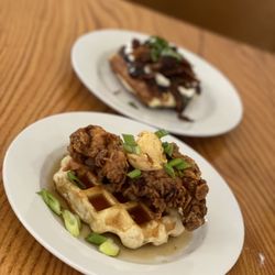 Burgundian - Fried Chicken and Waffles - Buttermilk Fried Chicken w/ Ancho Chili Maple Butter & Maple