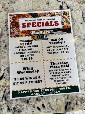 Menu photo 3 Straw Hat Pizza Bakersfield, CA
