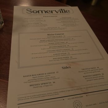 Somerville - Menu - Steakhouses Near Me - Los Angeles, California