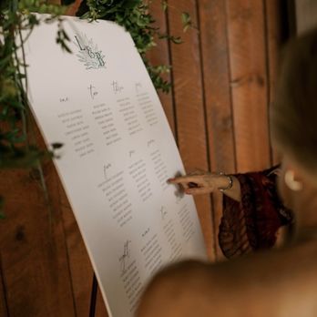 Pretty Paper Designs - Escort board w/ the couple's logo she designed at the top... - Cards & Stationery Near Me