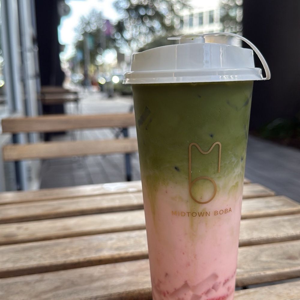 Midtown Boba - Strawberry matcha boba with lychee - Bubble Tea Near Me - Tampa, Florida