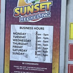 Sunset Recycling - Hours