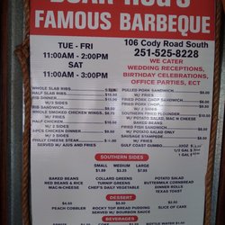 Boar Hog's Barbecue & Catering - Updated menu