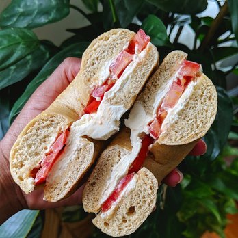 PLG Coffee House and Tavern - Plain bagel with cream cheese and tomato - Coffee & Tea Near Me - Brooklyn, New York PLG Coffee House and Tavern - Plain bagel with cream cheese and tomato - Coffee & Tea Near Me - Brooklyn, New York