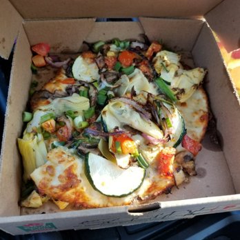 Round Table Pizza - This is how i received my personal pizza when i picked it up. It looks like someone drop kicked it and put it back in the box. - Pizza Near Me - Cathedral City, California Round Table Pizza - This is how i received my personal pizza when i picked it up. It looks like someone drop kicked it and put it back in the box. - Pizza Near Me - Cathedral City, California