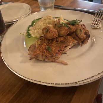 Bluewater Grill - Tuscan Artichoke Rockfish (Coated with oven dried tomato pesto, topped with panko artichoke hearts over parmesan risotto) - Seafood Near Me - Coronado, California