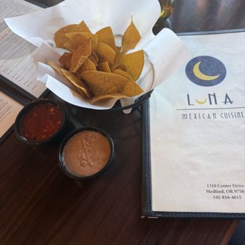 Luna Mexican Cuisine - Chips, salsa and beans while you wait for your food. - Mexican Near Me - Medford, Oregon Luna Mexican Cuisine - Chips, salsa and beans while you wait for your food. - Mexican Near Me - Medford, Oregon