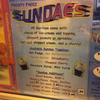 Frosty Freez - Sundaes! - Ice Cream & Frozen Yogurt Near Me - Middletown, Rhode Island Frosty Freez - Sundaes! - Ice Cream & Frozen Yogurt Near Me - Middletown, Rhode Island