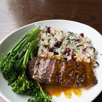 Fratellos Waterfront Restaurant - Salmon with Fall risotto and broccoli - Bars Near Me - Appleton, Wisconsin