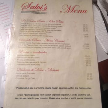 Salvi's Mozzarella Bar - Menu - Delicatessen Near Me - Manchester, XGM