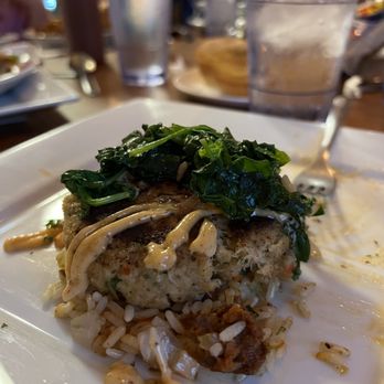 New Day Cafe - The one remaining crab cake - the dish comes with two. - Breakfast & Brunch Near Me - Leland, North Carolina New Day Cafe - The one remaining crab cake - the dish comes with two. - Breakfast & Brunch Near Me - Leland, North Carolina