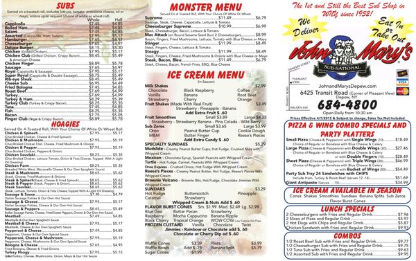 Menu photo 3 John & Mary's Restaurant Depew, NY Menu photo 3 John & Mary's Restaurant Depew, NY