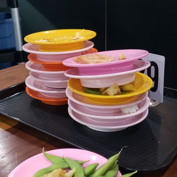 Neo Sushi Express - Our plate stack - Conveyor Belt Sushi Near Me - Charlotte, North Carolina