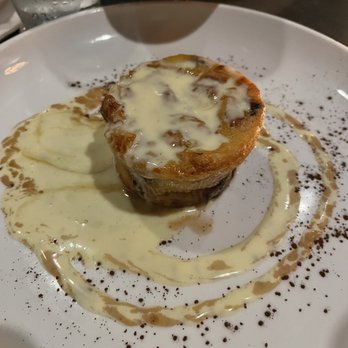 Costa Brava Bistro - Chocolate Croissant Bread Pudding with Crème Anglaise - Spanish Near Me - Bellaire, Texas