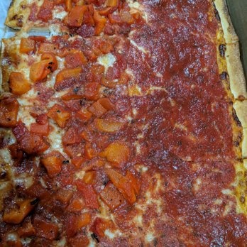 Joe Santucci's Square Pizza - Large Pie. Half Roasted Red Peppers - Pizza Near Me - Fairless Hills, Pennsylvania