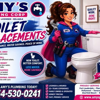 Amy's Plumbing - Amy's plumbing can replace your toilet - Water Heater Installation/Repair Near Me - Fort Lauderdale, Florida Amy's Plumbing - Amy's plumbing can replace your toilet - Water Heater Installation/Repair Near Me - Fort Lauderdale, Florida