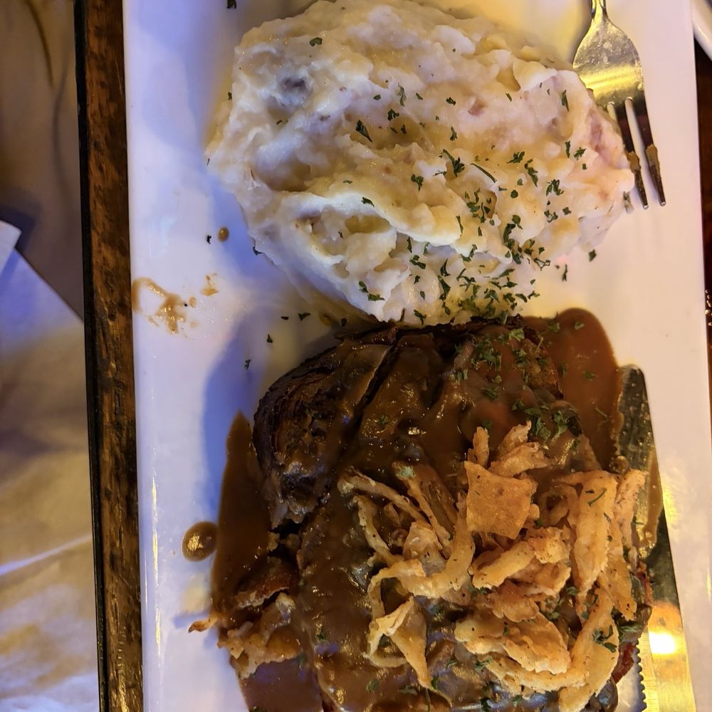 Riveters Tampa - Bacon wrapped Meatloaf with mashed potatoes - New American Near Me - Tampa, Florida Riveters Tampa - Bacon wrapped Meatloaf with mashed potatoes - New American Near Me - Tampa, Florida