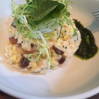Frances - "make you wanna slap yo' mama" Mushroom & Corn Risotto - Chanterelles, King Trumpet Confît, Baby Shiitake, Basil Pesto - New American Near Me - San Francisco, California