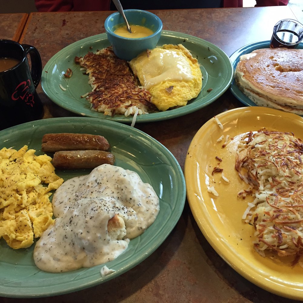 Biscuits Cafe - Veg-head omelet with pancakes ~ Biscuits & gravy with eggs & hash browns - Breakfast & Brunch Near Me - Glendale, Arizona Biscuits Cafe - Veg-head omelet with pancakes ~ Biscuits & gravy with eggs & hash browns - Breakfast & Brunch Near Me - Glendale, Arizona