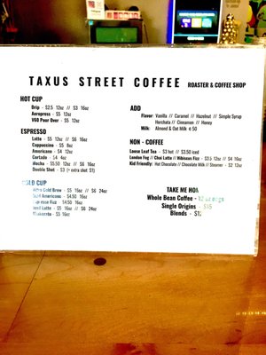 Menu photo 4 Taxus Street Coffee Chesapeake, VA