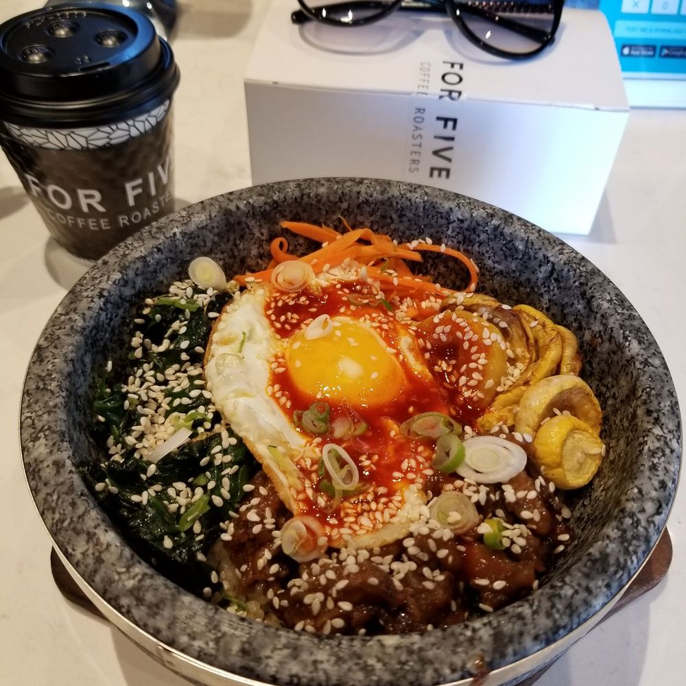 For Five Coffee Roasters - Dolsot Bibimbap - really flavorful & delicious - Coffee Roasteries Near Me - Manhasset, New York For Five Coffee Roasters - Dolsot Bibimbap - really flavorful & delicious - Coffee Roasteries Near Me - Manhasset, New York