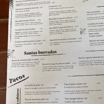 Santita - Menu - Mexican Near Me - Madrid, M