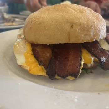 Pie in the Sky Pie Co. - Egg, bacon sandwich on a English muffin - Bakeries Near Me - Conroe, Texas Pie in the Sky Pie Co. - Egg, bacon sandwich on a English muffin - Bakeries Near Me - Conroe, Texas