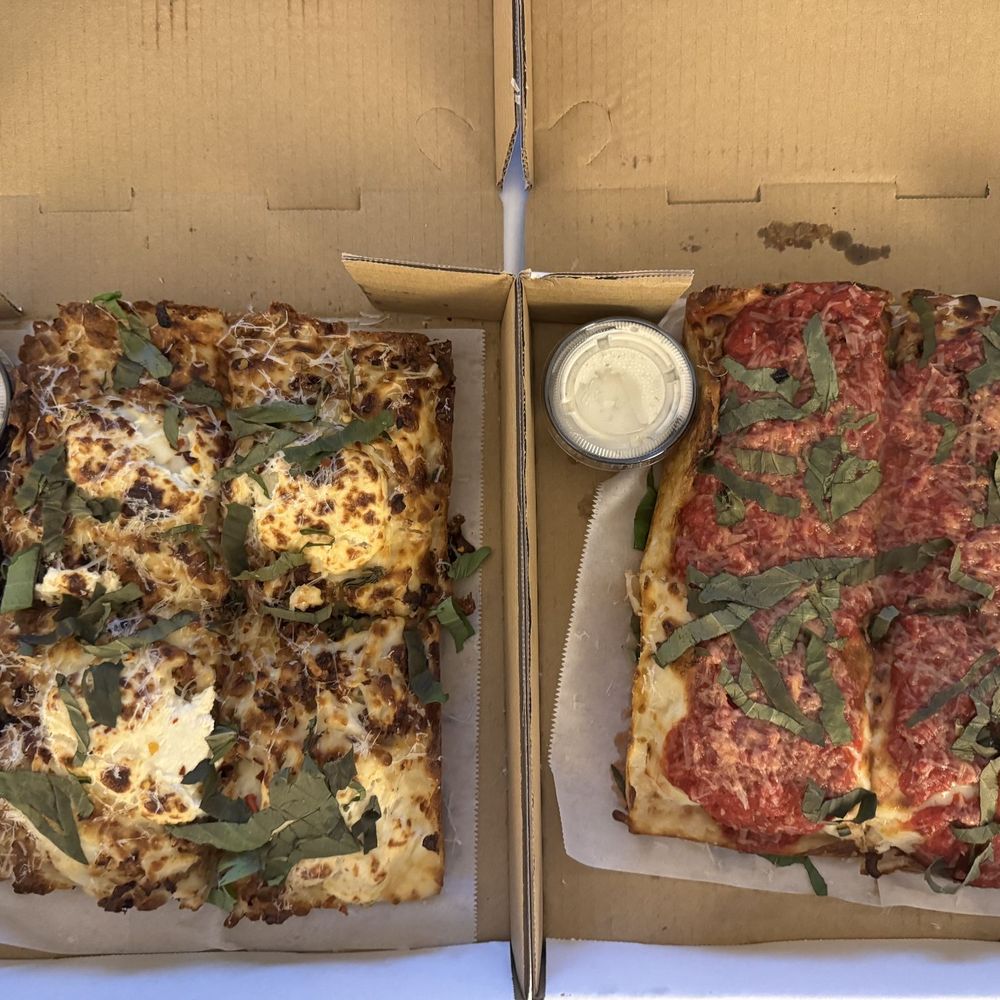 Boxcar Pizza - Bianca, Ape Dos Mil, ranch, hot honey, and blue cheese. - Pizza Near Me - Portland, Oregon Boxcar Pizza - Bianca, Ape Dos Mil, ranch, hot honey, and blue cheese. - Pizza Near Me - Portland, Oregon