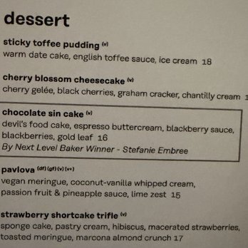 Gordon Ramsay Hell's Kitchen - Dessert menu - New American Near Me - Miami, Florida