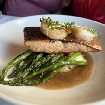 The Maple Leaf - Signature Maple Salmon & Prawns - Canadian (New) Near Me - Banff, Alberta The Maple Leaf - Signature Maple Salmon & Prawns - Canadian (New) Near Me - Banff, Alberta
