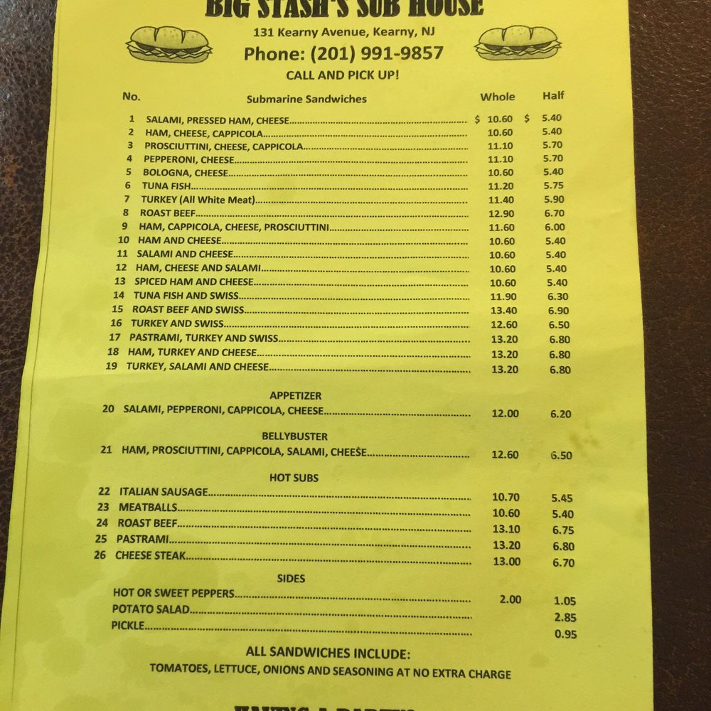 Menu as of 3.1.2018. A half sandwich is like a whole most places. Menu as of 3.1.2018. A half sandwich is like a whole most places.