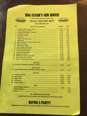 Menu photo 4 Big Stashs Sub House Kearny, NJ Menu photo 4 Big Stashs Sub House Kearny, NJ
