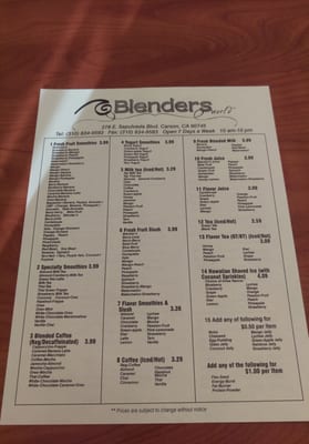Menu photo 4 Blenders World Carson, CA